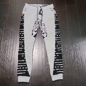 NWT Brooklyn Standard Joggers L (34x31) Adult Fleece Drawstring Gray Bla…